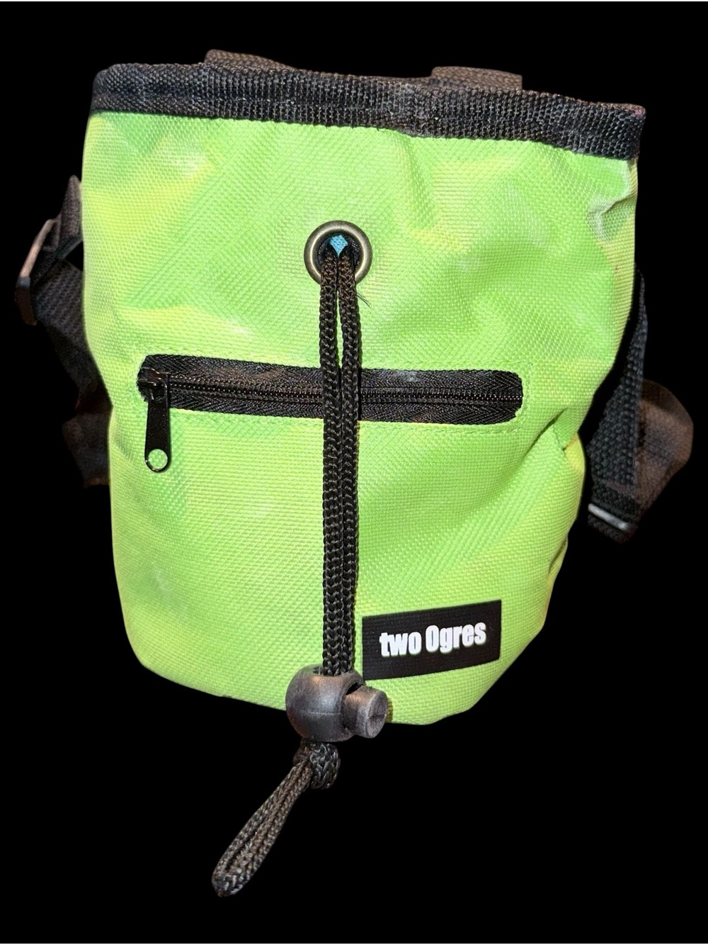 Two Ogres Essential-Z Rock Climbing Chalk Bag Lime Green w/ Chalk Sock